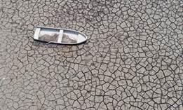 A dried-up reservoir bed in South Korea.